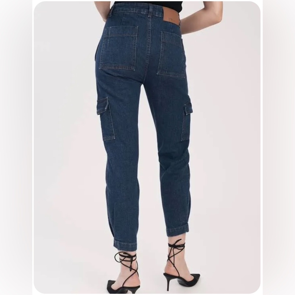10 Crosby Derek Lam Blue Dark Wash Ankle Cropped Jeans - Picture 3 of 12